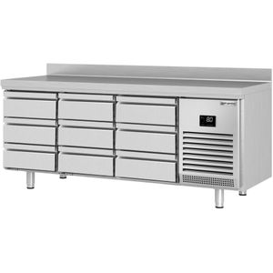 Koelwerkbank Premium PLUS - 1960x700mm - met 1 deur, 6 laden & met achterwand