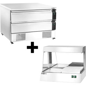 Diepvries/koelcombinatie onderbouw - 1230mm - 2 laden - incl. friteswarmer