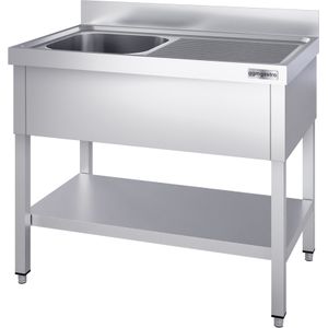 Spoeltafel PREMIUM - 1600x600mm - met onderbouw & 1 spoelbak links