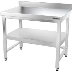 Roestvrijstalen werktafel PREMIUM - 1000x800mm - met onderplank, achterwand & versteviging