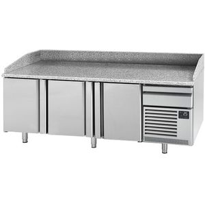 Pizza koelwerkbank Premium PLUS - 2305x800mm - met 3 deuren - incl. koelopzetvitrine - 10x GN 1/3