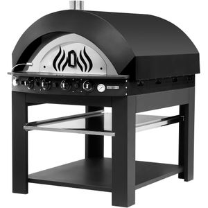 Pizzaoven op gas - Zwart - 9x 25cm - Handmatig - Incl. onderstel