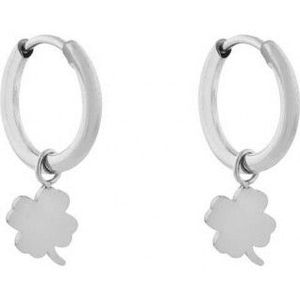 Oorbellen klein met hanger klavertje