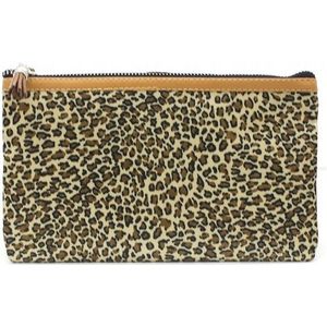 Make Up Bag with Leopard Print and Tassel 22x13.5cm Brown