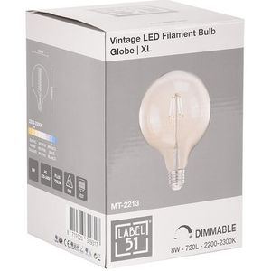 LED Kooldraadlamp Bol XL - Wit - Dimbaar - E27 Fitting - 8W - 720 Lumen