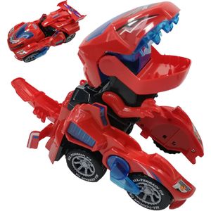 Dinosaurus led auto met licht en muziek, 2 in 1 transformeren t Rex Transformer speelgoed voor 3 + jaar oude jongens, kerst verjaardagscadeaus voor...