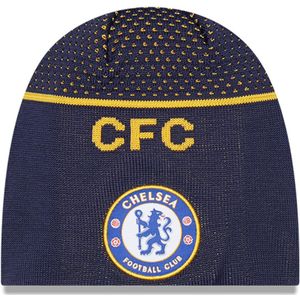 New Era Chelsea FC Voetbal Logo Gemanchette Fijne Gebreide Muts Schedel Hoed - Blauw One Size