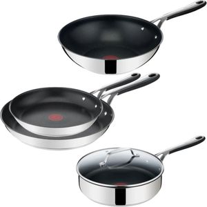 Tefal Jamie Oliver 4-delige Pannenset - Koekenpannen met Wokpan en Hapjespan - RVS