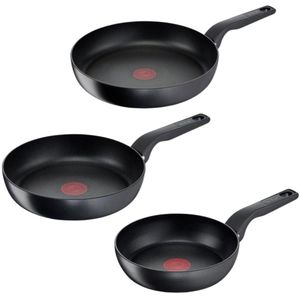 Tefal Hard Titanium Pro Pannenset - Koekenpannen - Ø20/24/28cm - Extra diep - Inductie - Aluminium - Zwart