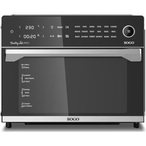 SOGO Airfryer XXL en Oven met Accessoires - 30 liter - 18 kookprogramma's - Zwart