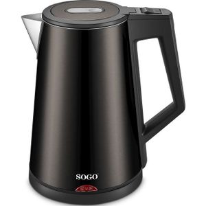 SOGO Waterkoker 1,7 liter - Dubbelwandig - RVS - Warmhoudfunctie - Droogkookbeveiliging - 1830W