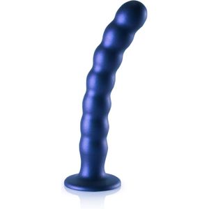 Geribbelde G-spot dildo met zuignap 20.5 cm - Metalic Blue
