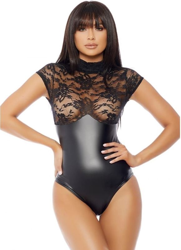 Forplay - Bodysuit met opstaande kraag - Zwart