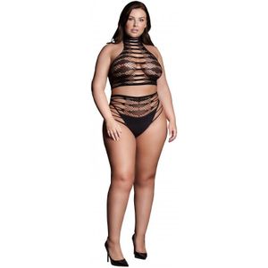Le Desir Shade - Sexy Tweedelige Set met Crop top en slip - Plus Size