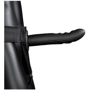 Ouch - Holle Strap-on dildo met ribbels 20 cm - Zwart