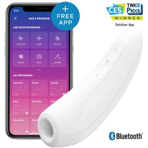 Satisfyer Curvy 1+Met app en Bluetooth – Luchtdruk vibrator met Vibratie – Wit