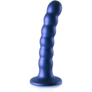 Geribbelde G-spot dildo met zuignap 13 cm - Metalic Blue