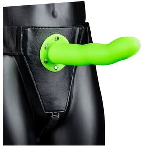 Ouch - Holle Strap-on dildo licht gebogen 20 cm - Glow in the Dark