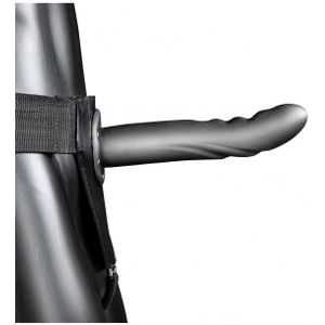 Ouch - Holle Strap-on dildo met ribbels 20 cm - Grijs