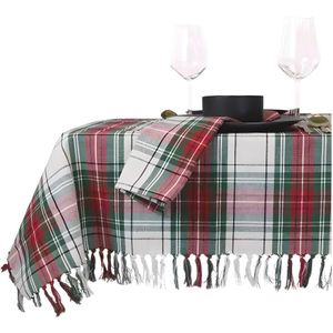 Tafelkleed Tafelkleed Xmas tartan 150x300 cm white - Unique Living