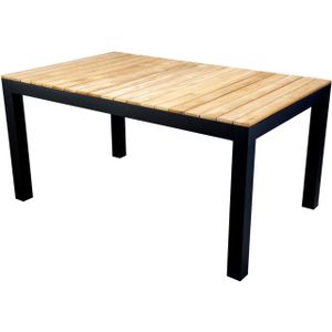 Midori low dining table 148x90 cm aluminium black/teak - Yoi