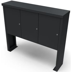 Multibox brievenbus 3 breed en 1 hoog zwart Geroba - Geroba