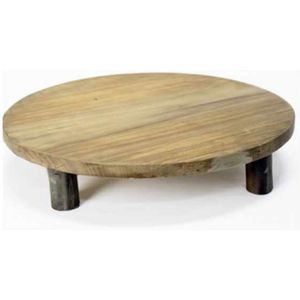 Plateau teak naturel d40h9 cm - Van der Leeden