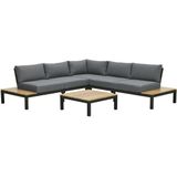 Antoinette lounge set 4-dlg c. black/mystic grey/teak look - Garden Impressions