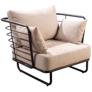 Taiyo lounge chair alu black/flax beige - Yoi
