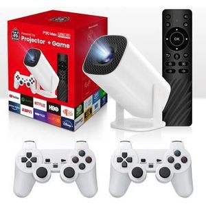 P30 2-in-1 Android 11 Slimme Projector met 2 Draadloze Controllers - EU Stekker - Wit