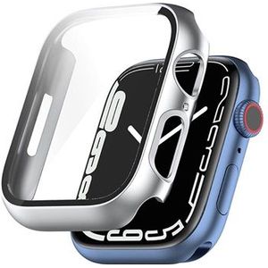 Apple Watch Series 9/8/7 Case met Screenprotector van Gehard Glas - 45mm - Zilver
