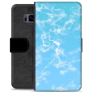 Samsung Galaxy S8 Premium Portemonnee Hoesje - Blauw Marmer