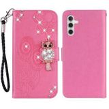 Samsung Galaxy A15 Uil Strass Portemonnee Hoesje - Hot Pink