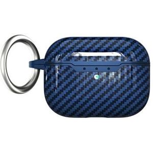AirPods Pro 2 TPU Hoesje met Karabijnhaak - Koolstofvezel - Blauw