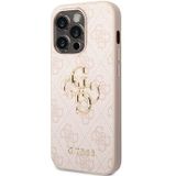 iPhone 15 Pro Guess 4G Big Metal Logo Hybrid Case - Roze