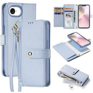 iPhone 16e Dux Ducis Lawa Leren Portemonnee Hoesje met magneet - Baby Blauw