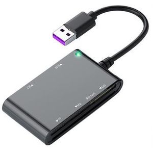 CR375-B 6-in-1 Multi-USB smartcardlezer voor Smart/SIM/SD/TF/MS/M2-kaarten - Zwart