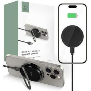 Tech-Protect QI15W-A33 magnetische draadloze oplader met standaard - MagSafe compatibel - zwart
