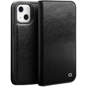 Qialino Classic iPhone 13 Wallet Leren Hoesje - Zwart