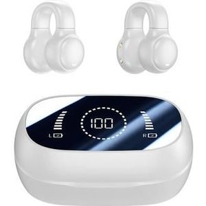 M47 Earclip Botgeleiding Draadloze Hoofdtelefoon met Mic Bluetooth 5.3 Gaming Headset Ruisonderdrukking Sport Hoofdtelefoon - Wit