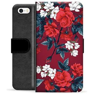 iPhone 5/5S/SE Premium Portemonnee Hoesje - Vintage Bloemen