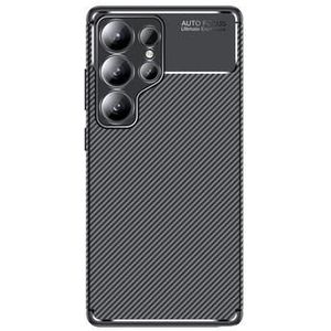 Samsung Galaxy S25 Ultra Beetle Koolstofvezel TPU Hoesje - Zwart