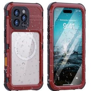 iPhone 16 Pro Max Shellbox M-serie IP68 Waterdichte hoesje - Duikhoes met MagSafe-compatibiliteit - Rood