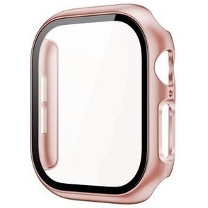 Apple Watch Series 10 Plastic Hoesje met Glazen Screenprotector - 42mm - Rose Gold