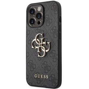 Guess 4G Big Metal Logo iPhone 14 Pro Max Hybrid Case - Zwart