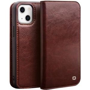 Qialino Classic iPhone 14 Plus Wallet Leren Hoesje - Bruin