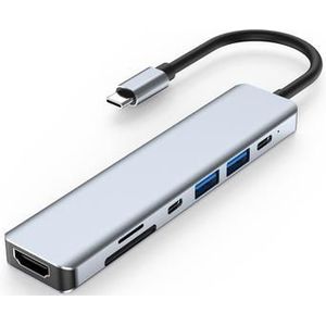 USB-C 7-in-1 Hub - HDMI/USB-A/USB-C PD/SD/Micro SD - Grijs