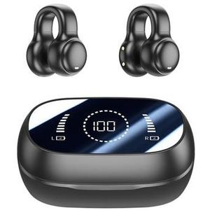 M47 Earclip Botgeleiding Draadloze Hoofdtelefoon met Mic Bluetooth 5.3 Gaming Headset Ruisonderdrukking Sport Hoofdtelefoon - Zwart