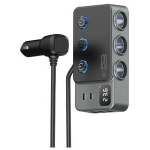 3-in-1 snellader PD 35W - sigarettenaanstekeradapter 120W en 5 USB-poorten - Zwart