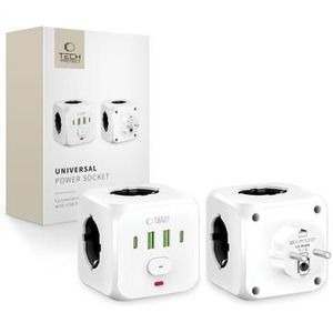 Tech-Protect PCL3X4 voedingsadapter met meerdere poorten - Wit